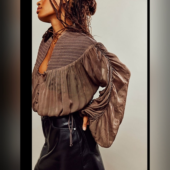 Free People FP Ballet School Pullover Brown L - Picture 3 of 9